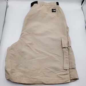 The North Face Mens XL Tan Nylon Cargo Shorts Belted Hiking Utility Outdoor